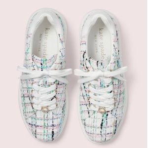 Kate Spade Lift plaid tweed sneakers, size 7
